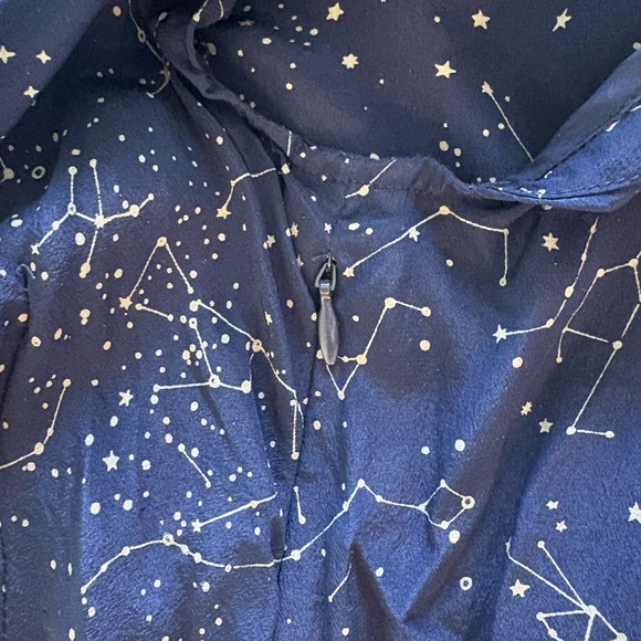Maeve Navy Constellation Print Blouse Trace the Stars 100% Silk Celestial Blouse - Picture 10 of 10